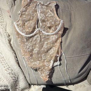 Victoria secret one piece lingerie with ties on back